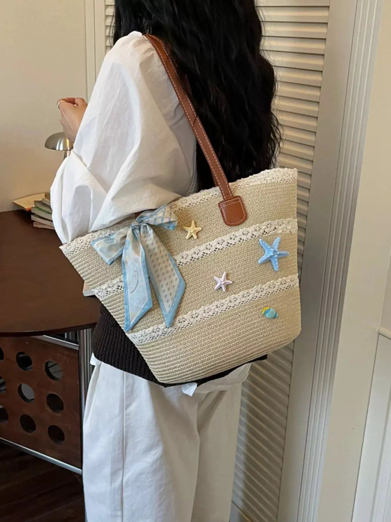 Straw Woven Shoulder Bag by Trendsi