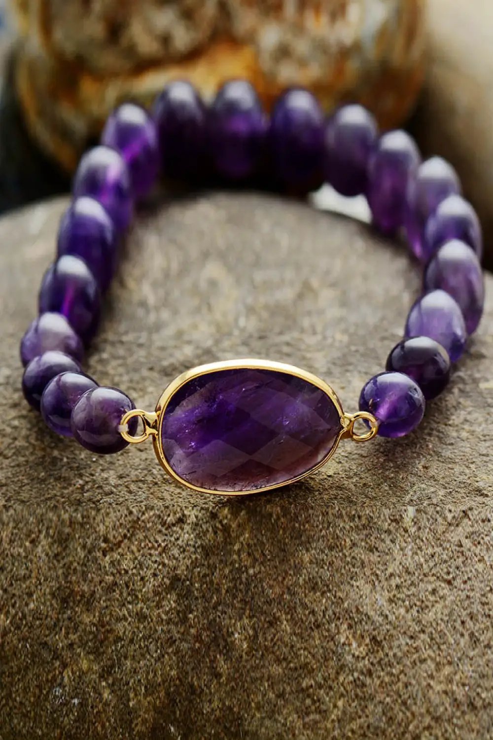Handmade Amethyst Beaded Bracelet by Trendsi