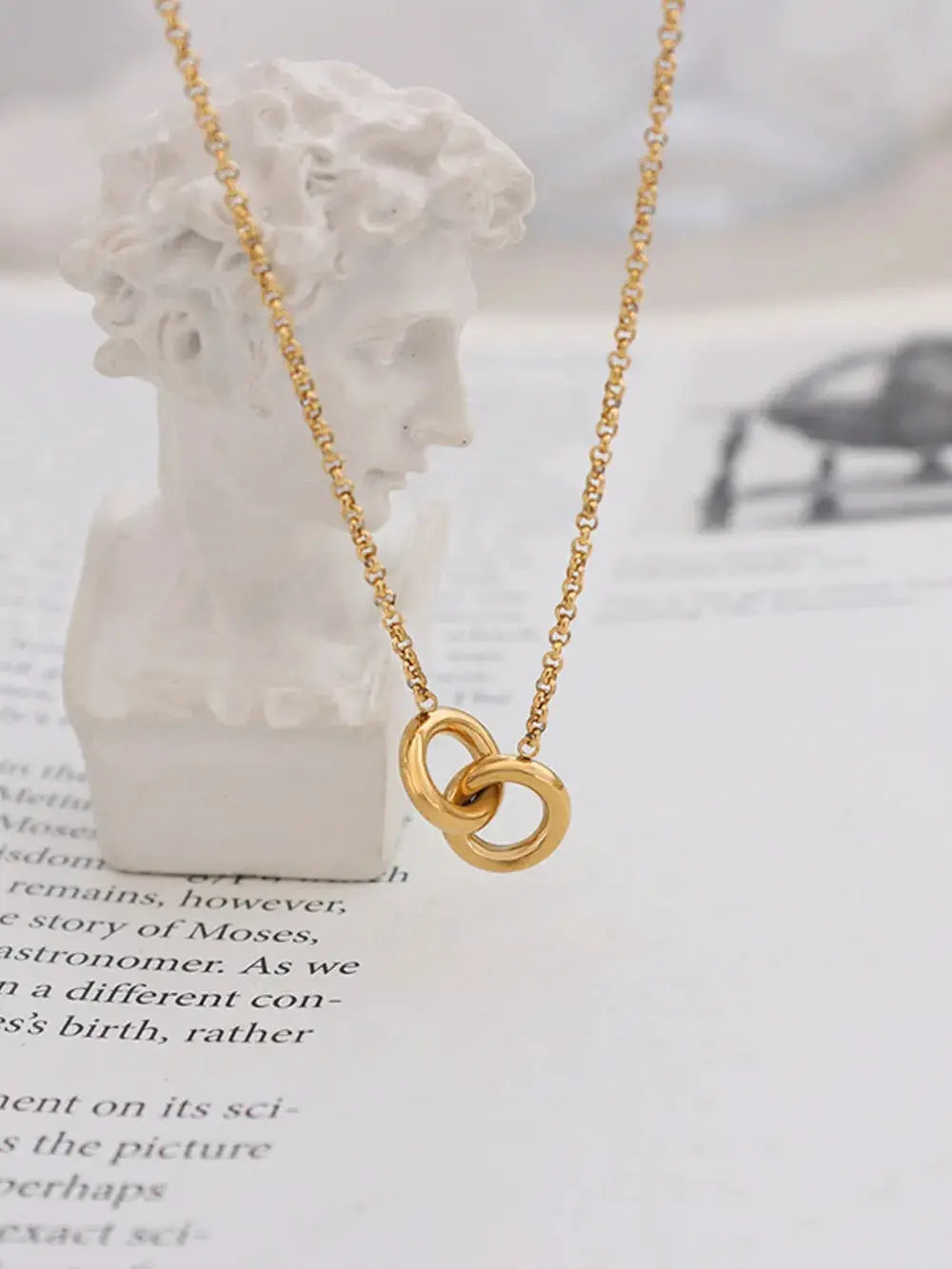 18K Gold-Plated Titanium Steel Hoop Pendant Necklace by Trendsi