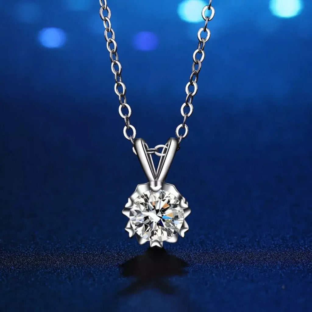 1 Carat Moissanite 925 Sterling Silver Pendant Necklace by Trendsi