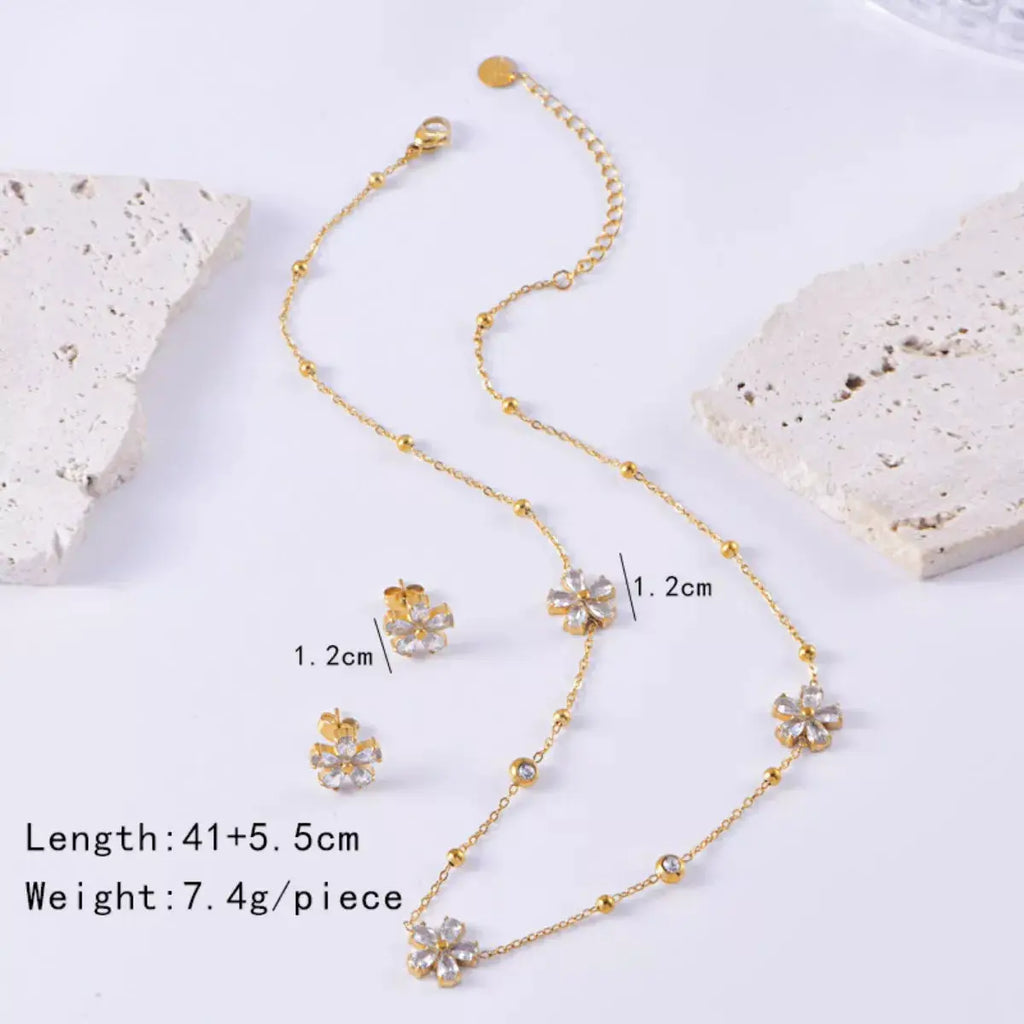18K Gold-Plated Flower Jewelry Set by Trendsi