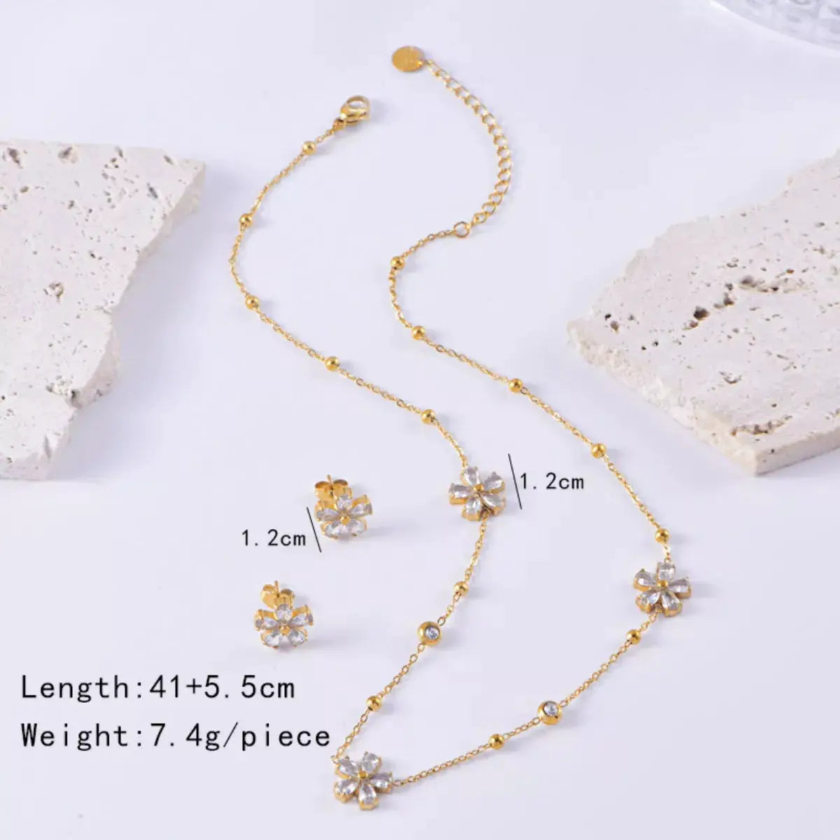 18K Gold-Plated Flower Jewelry Set by Trendsi