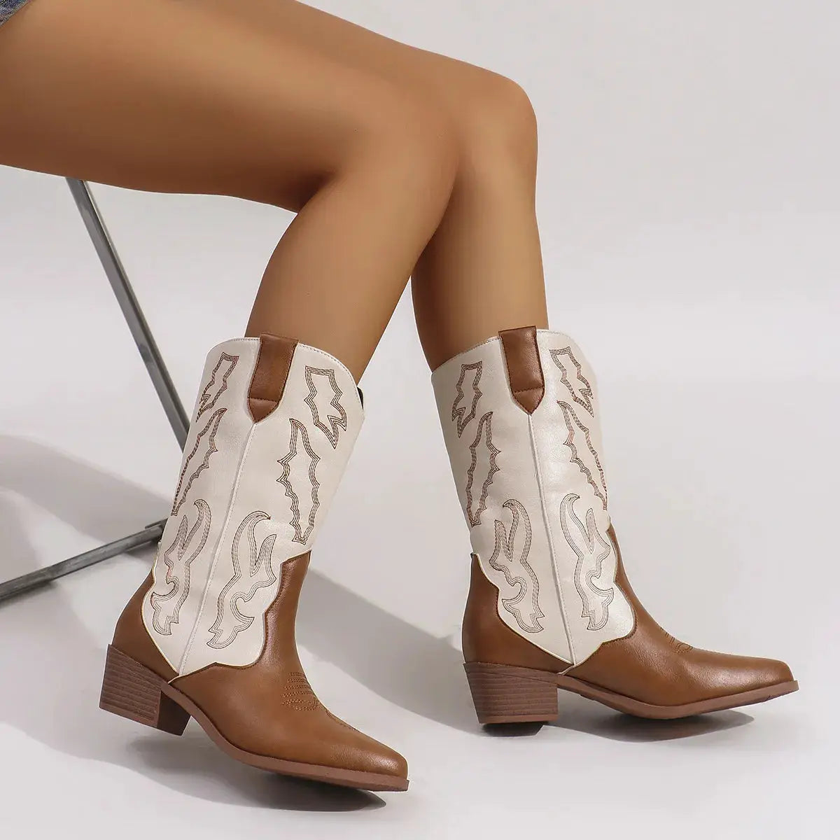 Point Toe Block Heels Boots by Trendsi