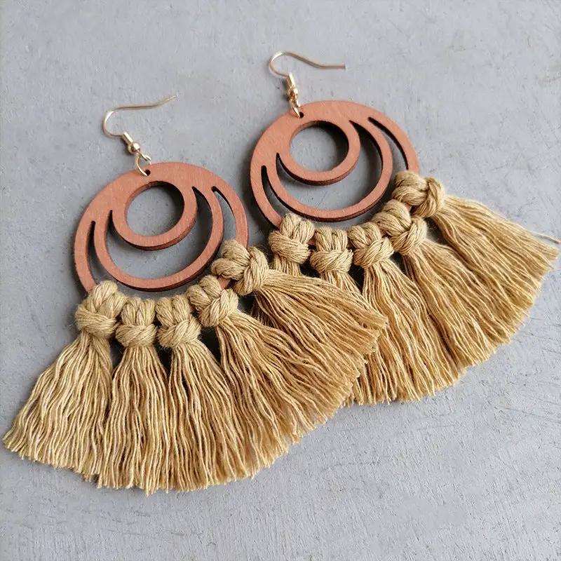 Tassel Detail Geometric Earrings by Trendsi