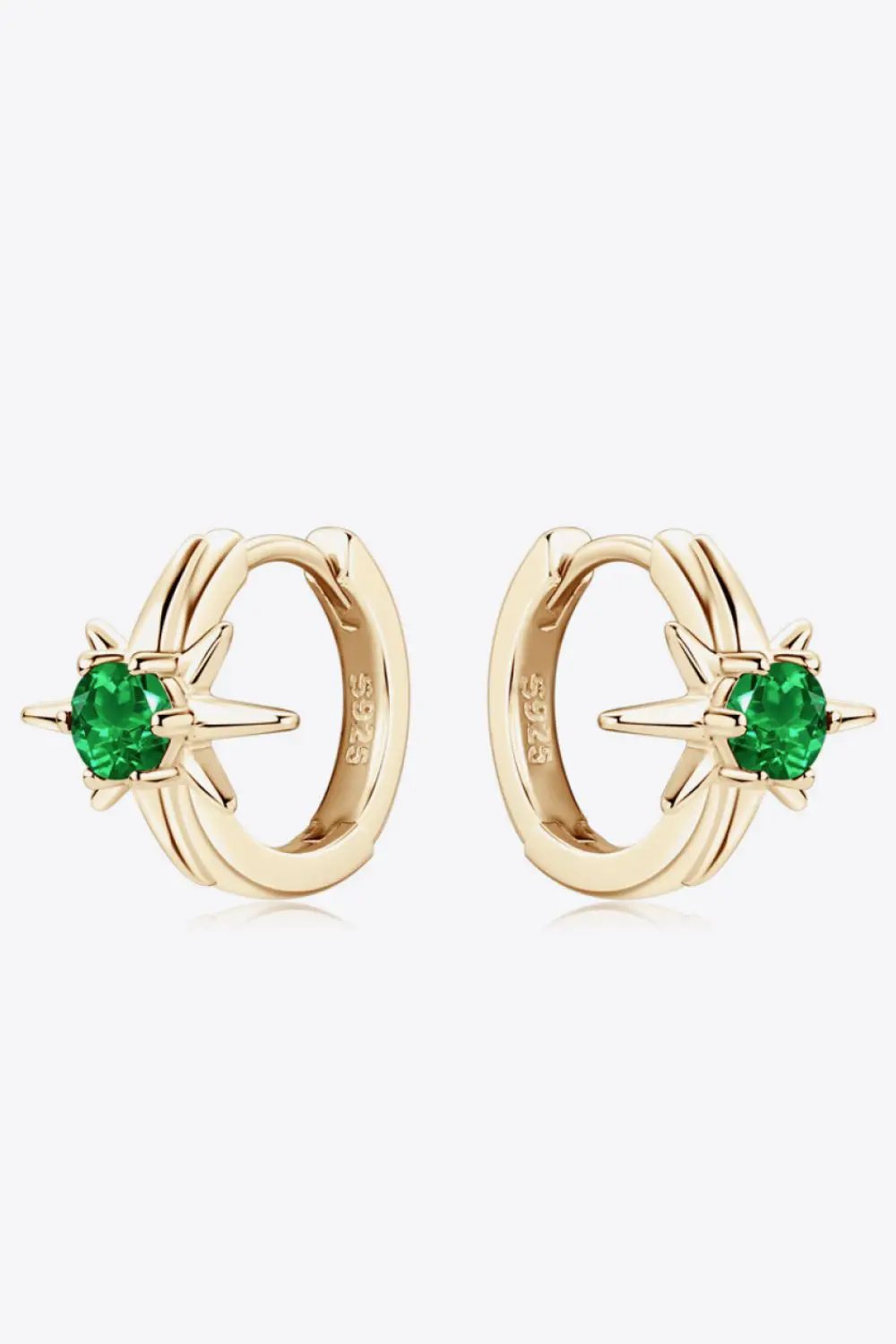 Lab-Grown Emerald Huggie Earrings by Trendsi