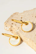 Copper White Mother-Of-Pearl Drop Earrings by Trendsi