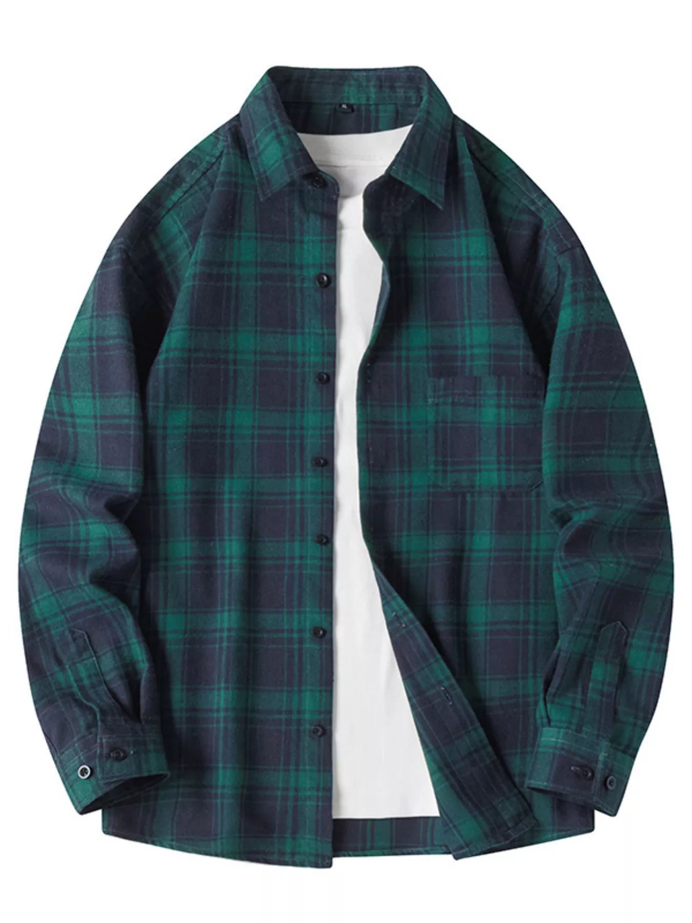 Men's Plus Size Plaid Long Sleeve Shirt by Trendsi