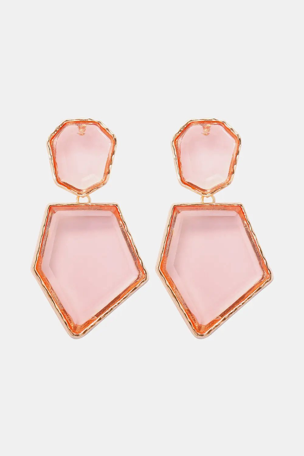 Geometrical Shape Zinc Alloy Frame Resin Dangle Earrings by Trendsi