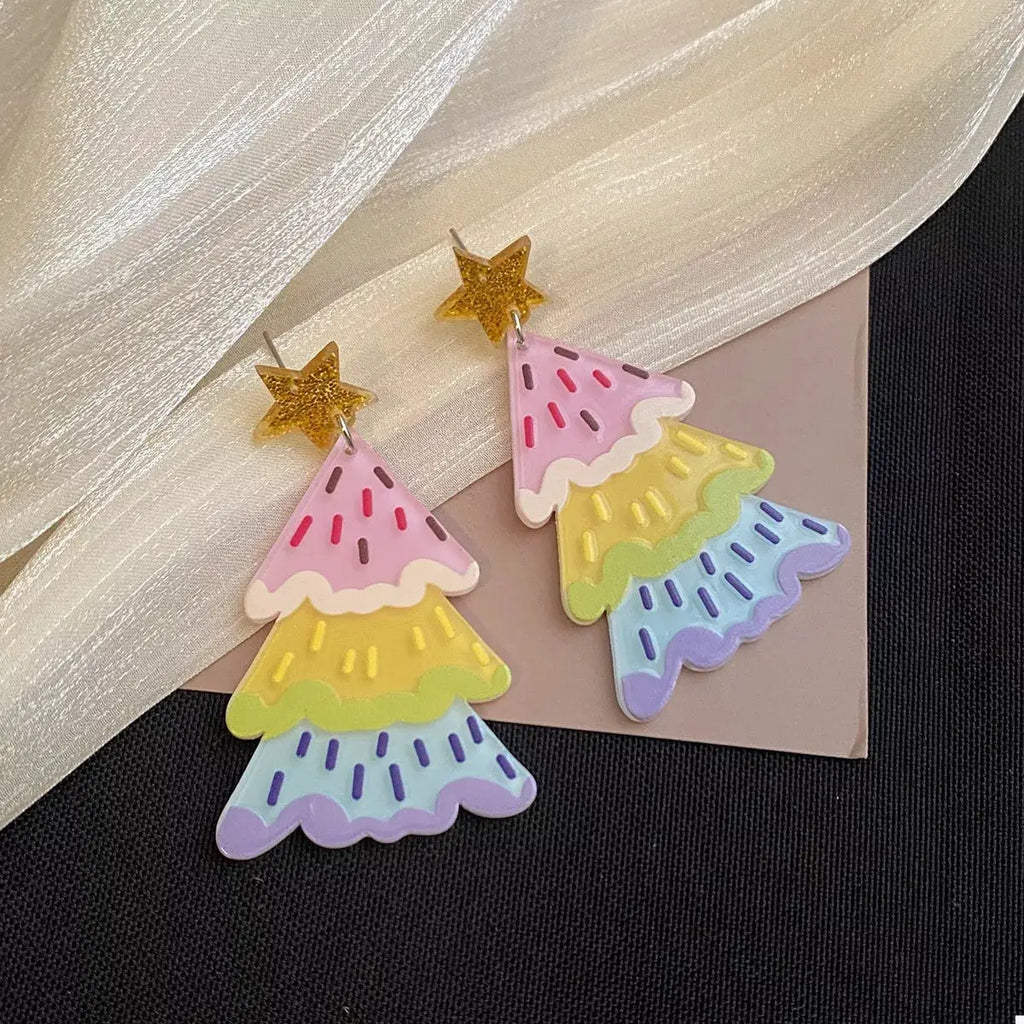 Christmas Tree Dangle Earrings by Trendsi