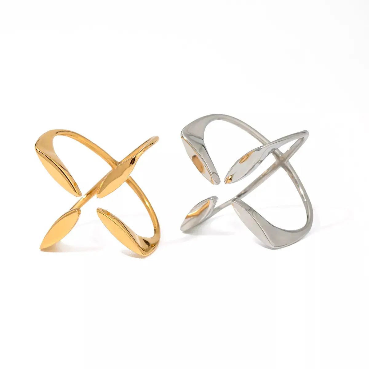 Stainless Steel Crisscross Open Ring by Trendsi