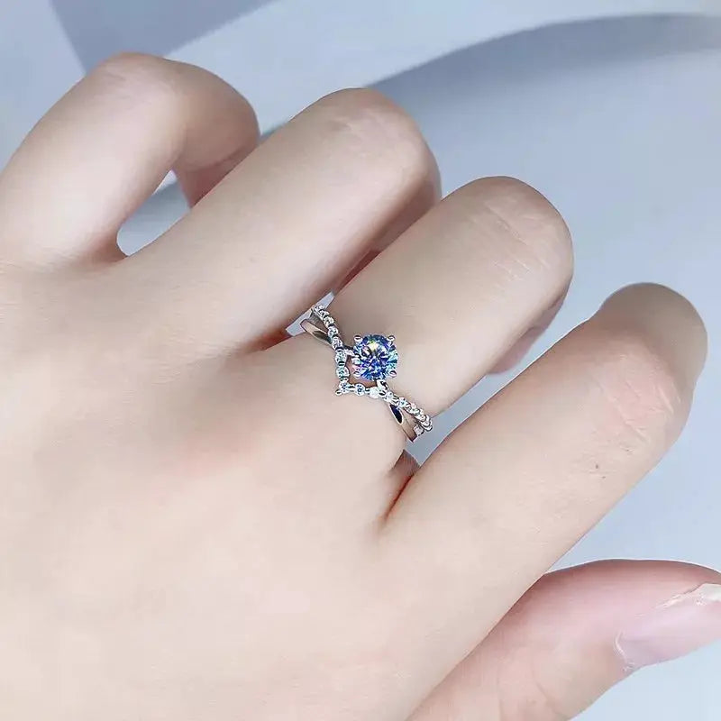 Moissanite 925 Sterling Silver Ring by Trendsi
