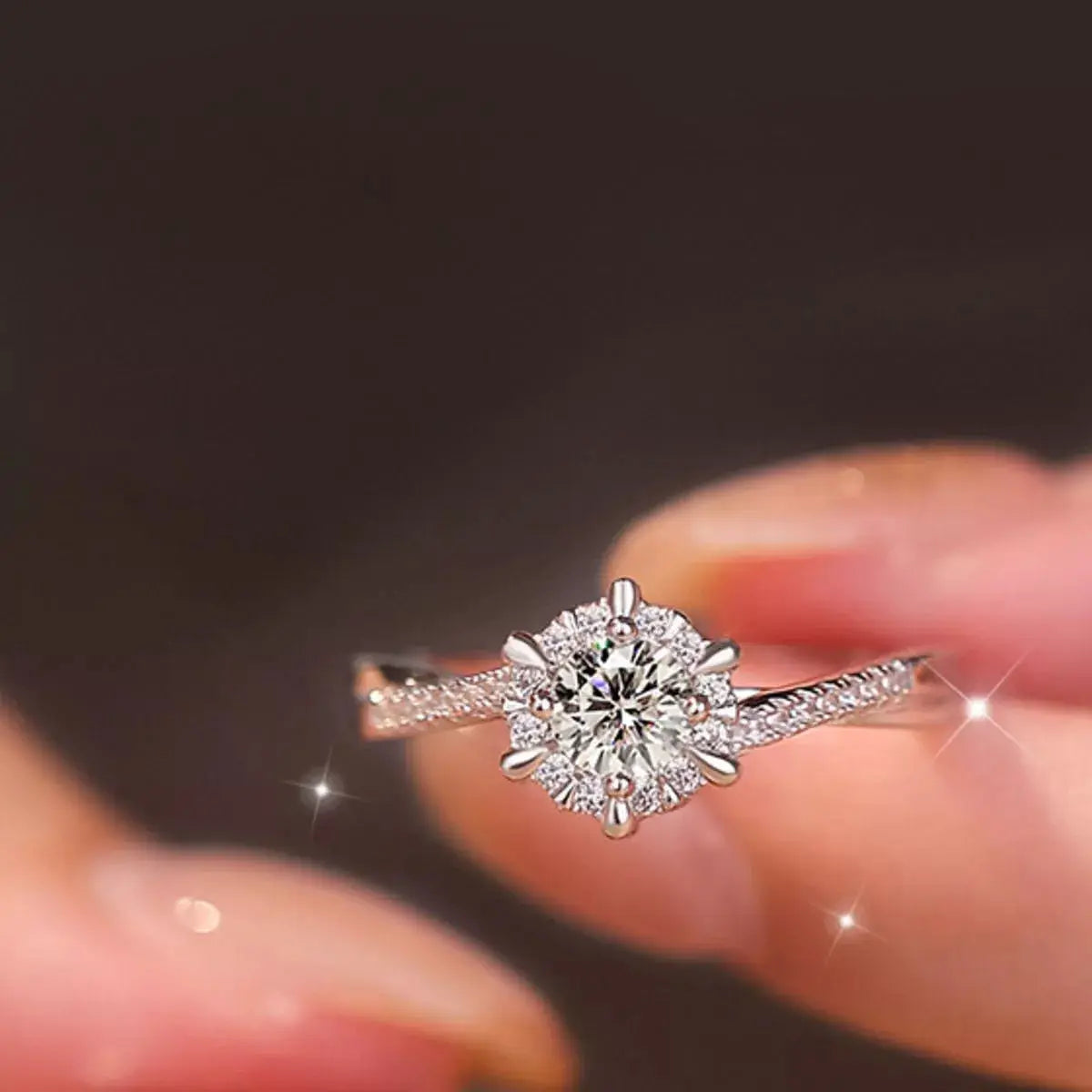 2 Piece Moissanite 925 Sterling Silver Ring by Trendsi