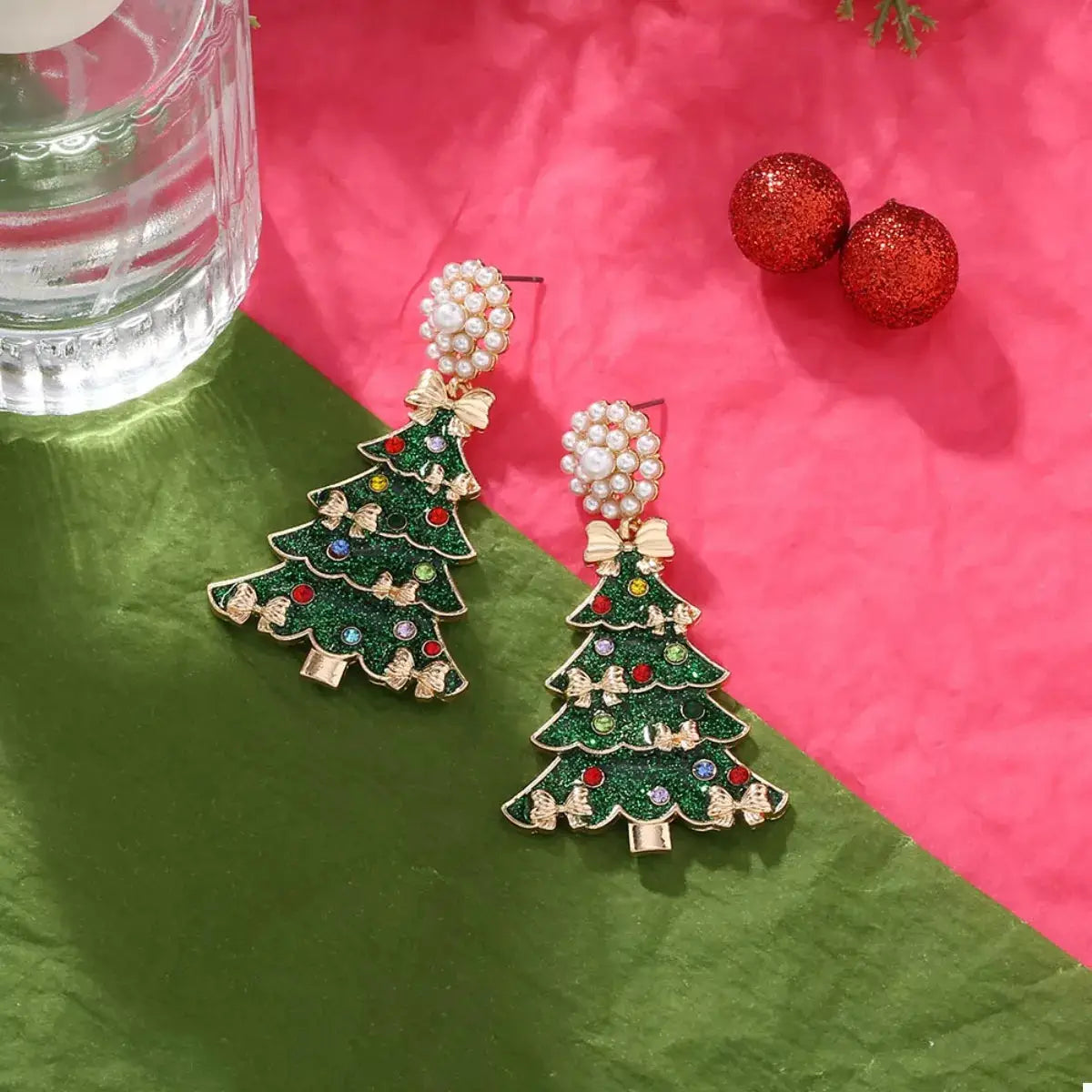 Christmas Tree Bow Earrings by Trendsi