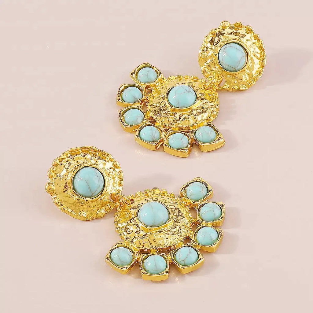 18K Gold-Plated Turquoise Dangle Earrings by Trendsi