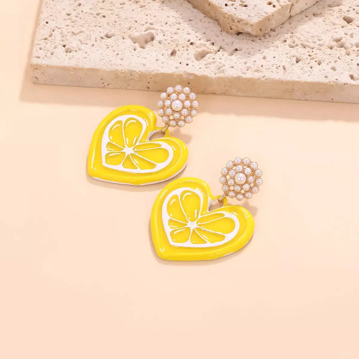 Heart Dangle Earrings with Pearl Accent by Trendsi