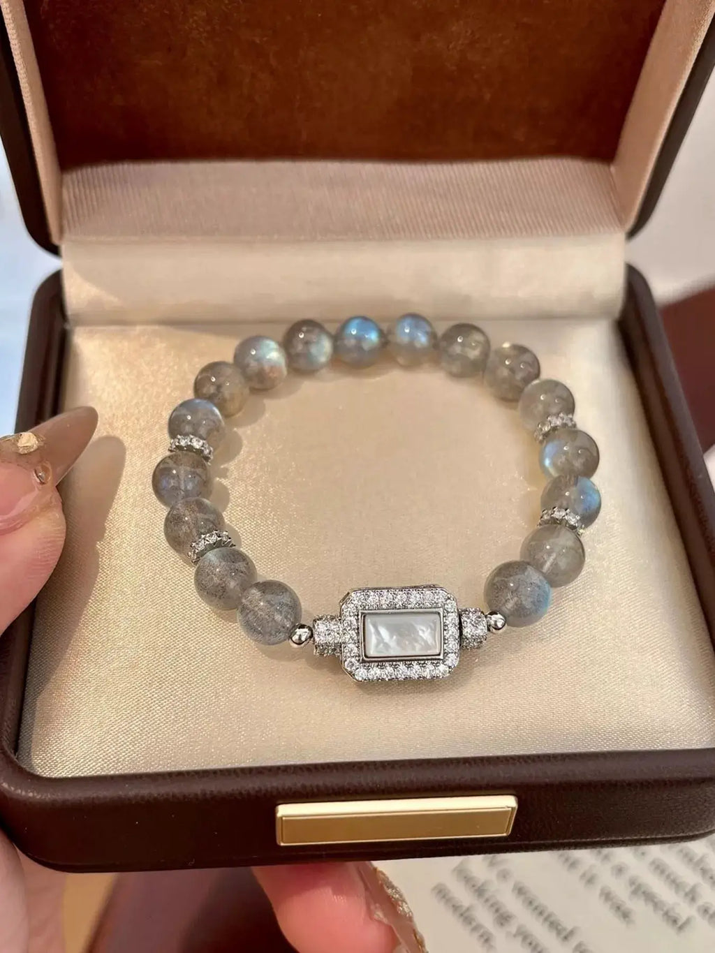 Moonstone Bead Geometric Bracelet by Trendsi
