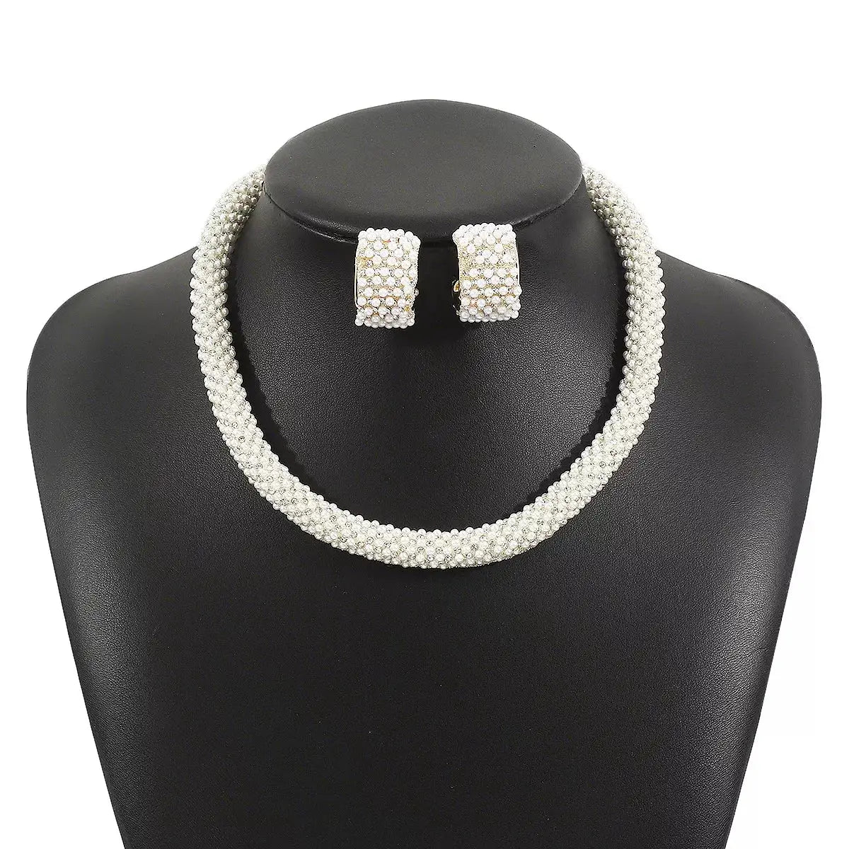Pearl Embellished Earrings and Necklace Jewelry Set by Trendsi