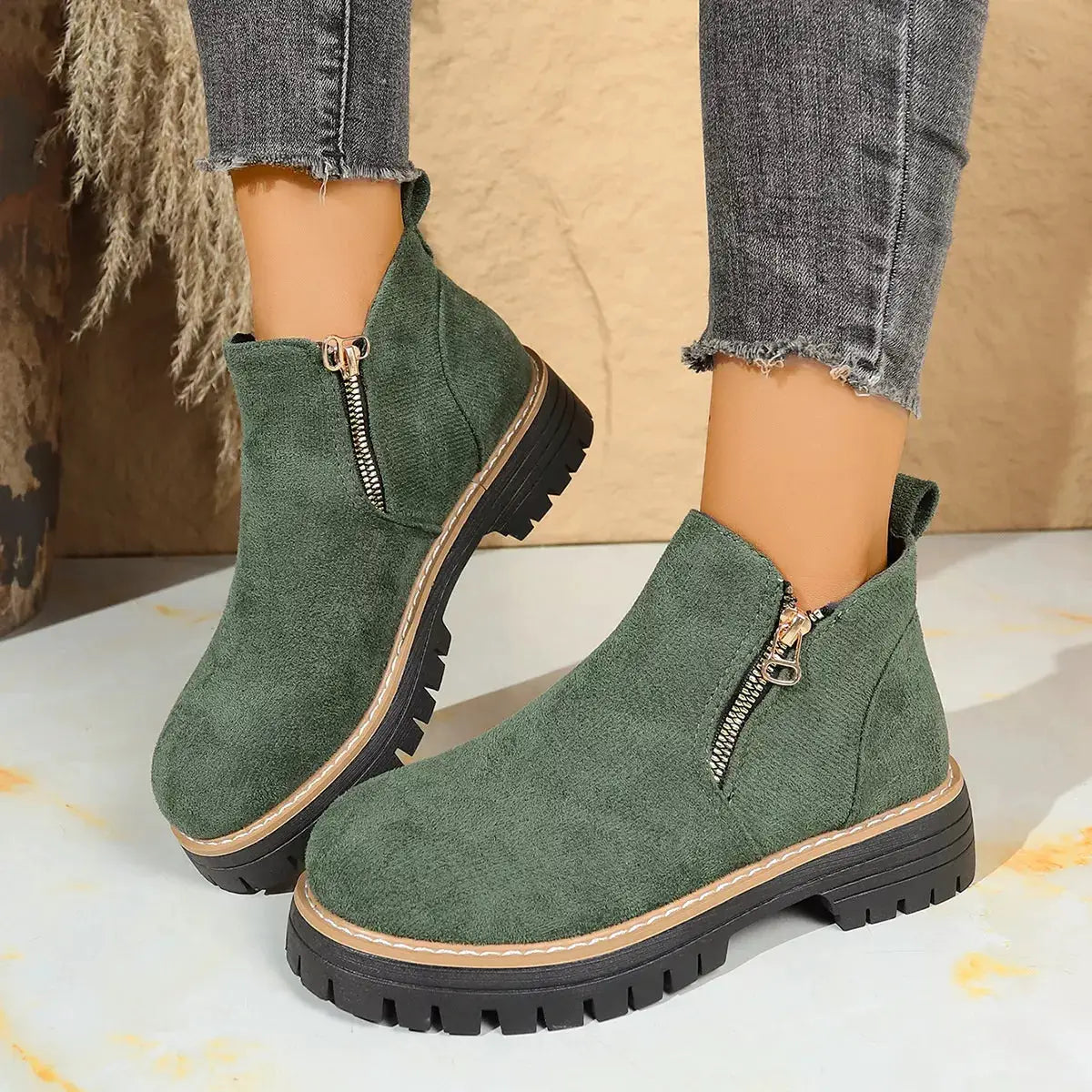 Round Toe Platform Boots by Trendsi