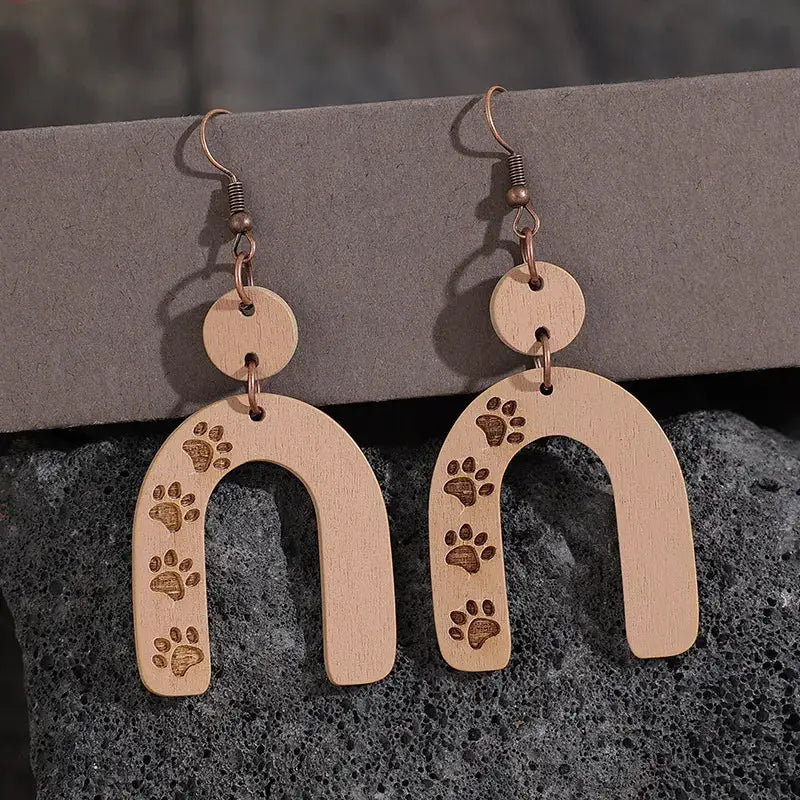 Geometric Shape Wooden Earrings by Trendsi