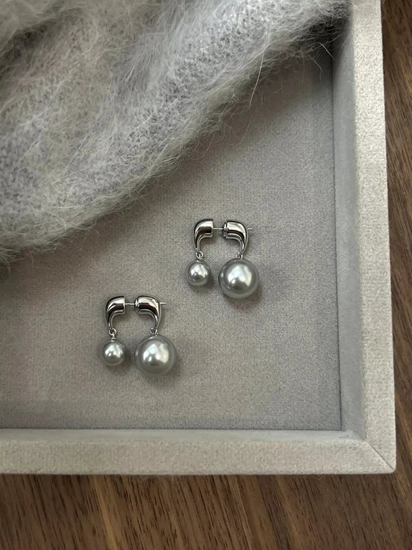 Pearl Alloy Drop Earrings by Trendsi
