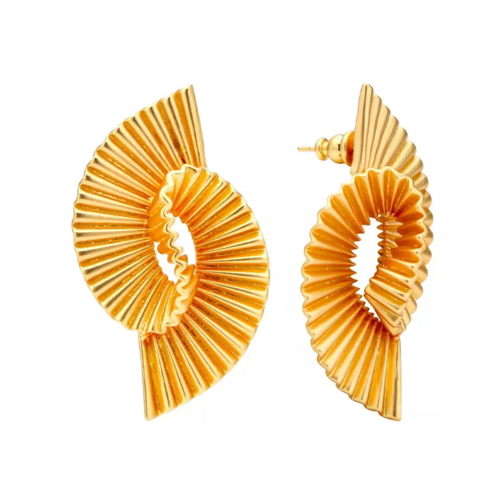 18K Gold-Plated Copper Geometric Spiral Earrings by Trendsi