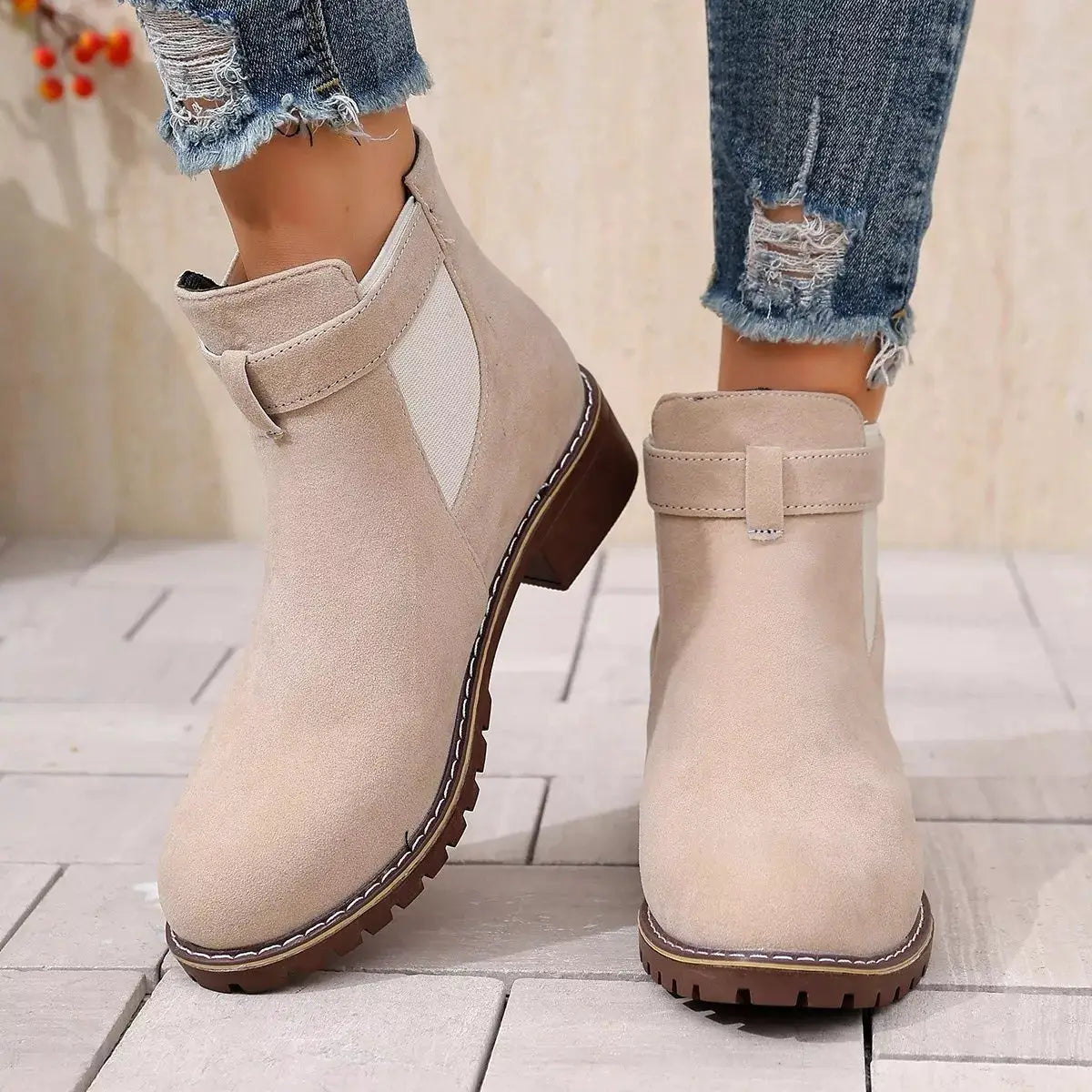 Round Toe Block Heels Boots by Trendsi