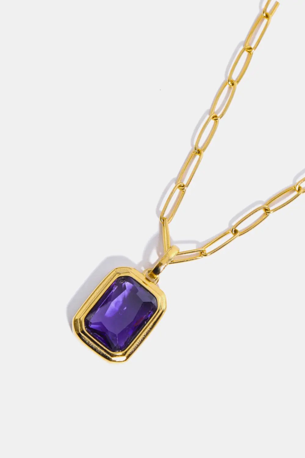 Zircon 18K Gold-Plated Geometrical Shape Pendant Necklace by Trendsi