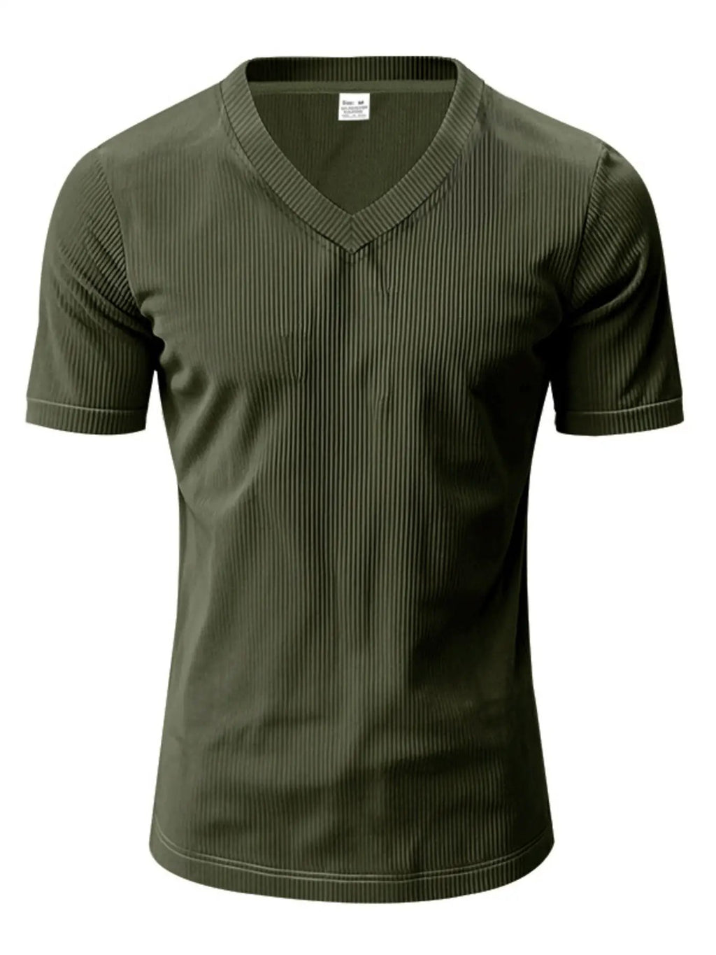 Men's Full Size Ribbed V-Neck T-Shirt Plus Size by Trendsi
