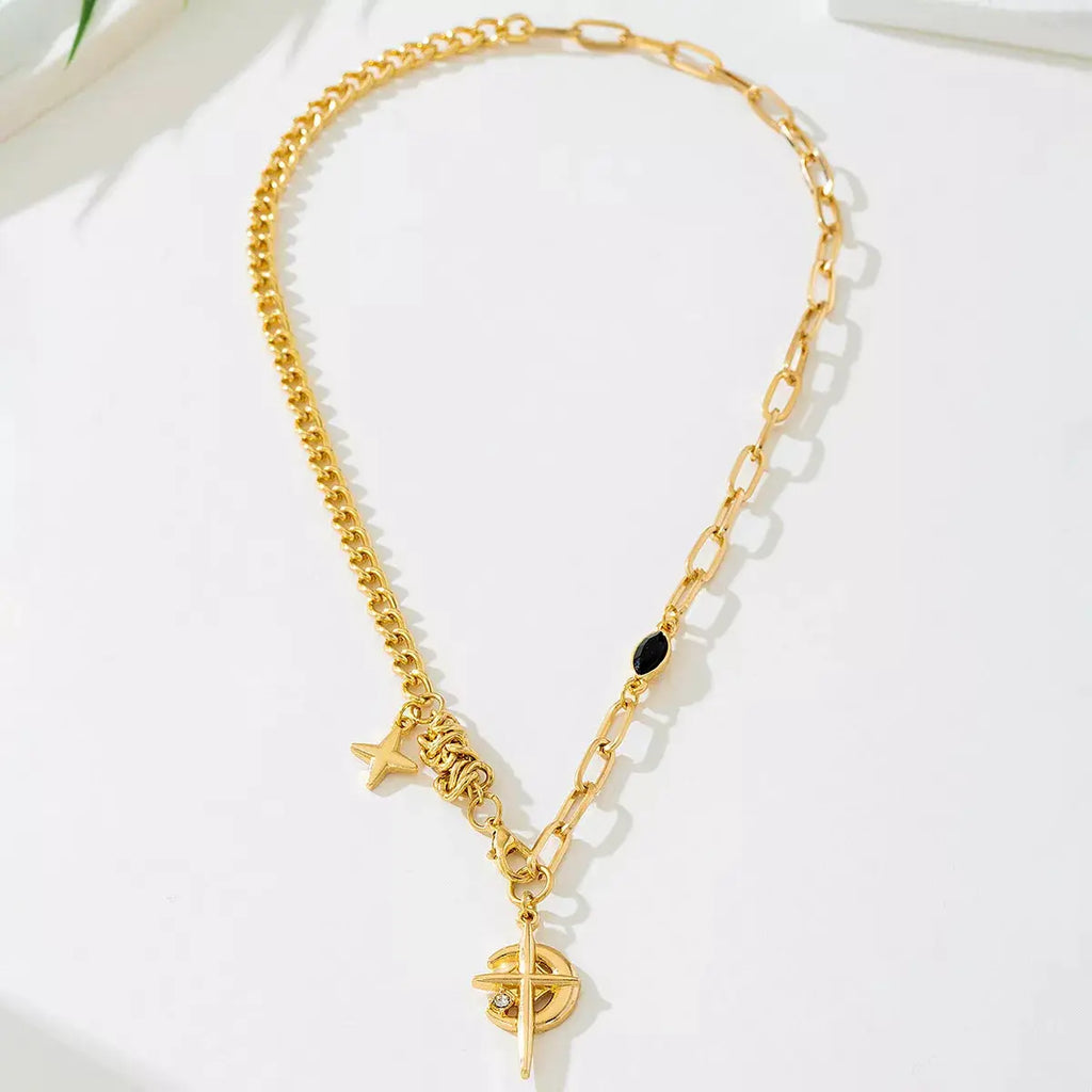 18K Gold-Plated Cross Pendant Necklace by Trendsi