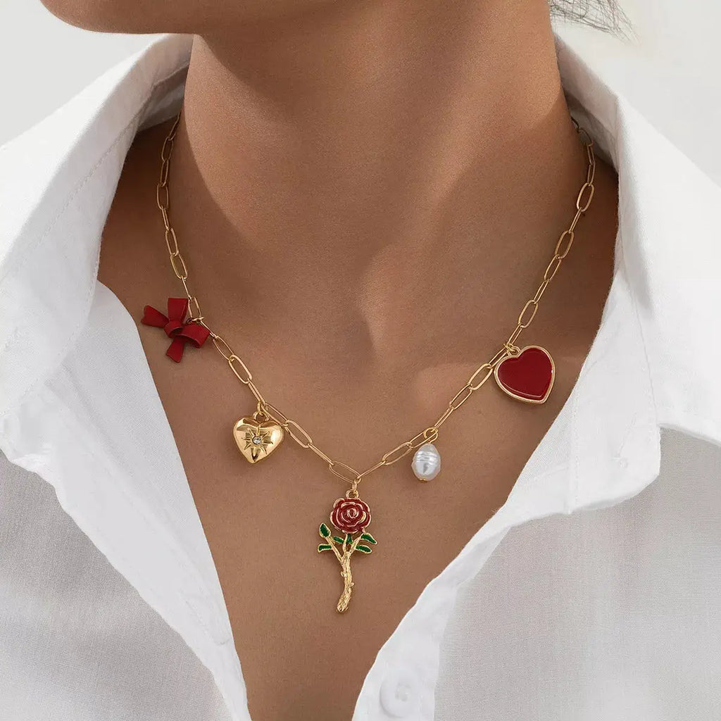 18K Gold-Plated Alloy Chain Necklace with Pendant by Trendsi