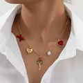 18K Gold-Plated Alloy Chain Necklace with Pendant by Trendsi