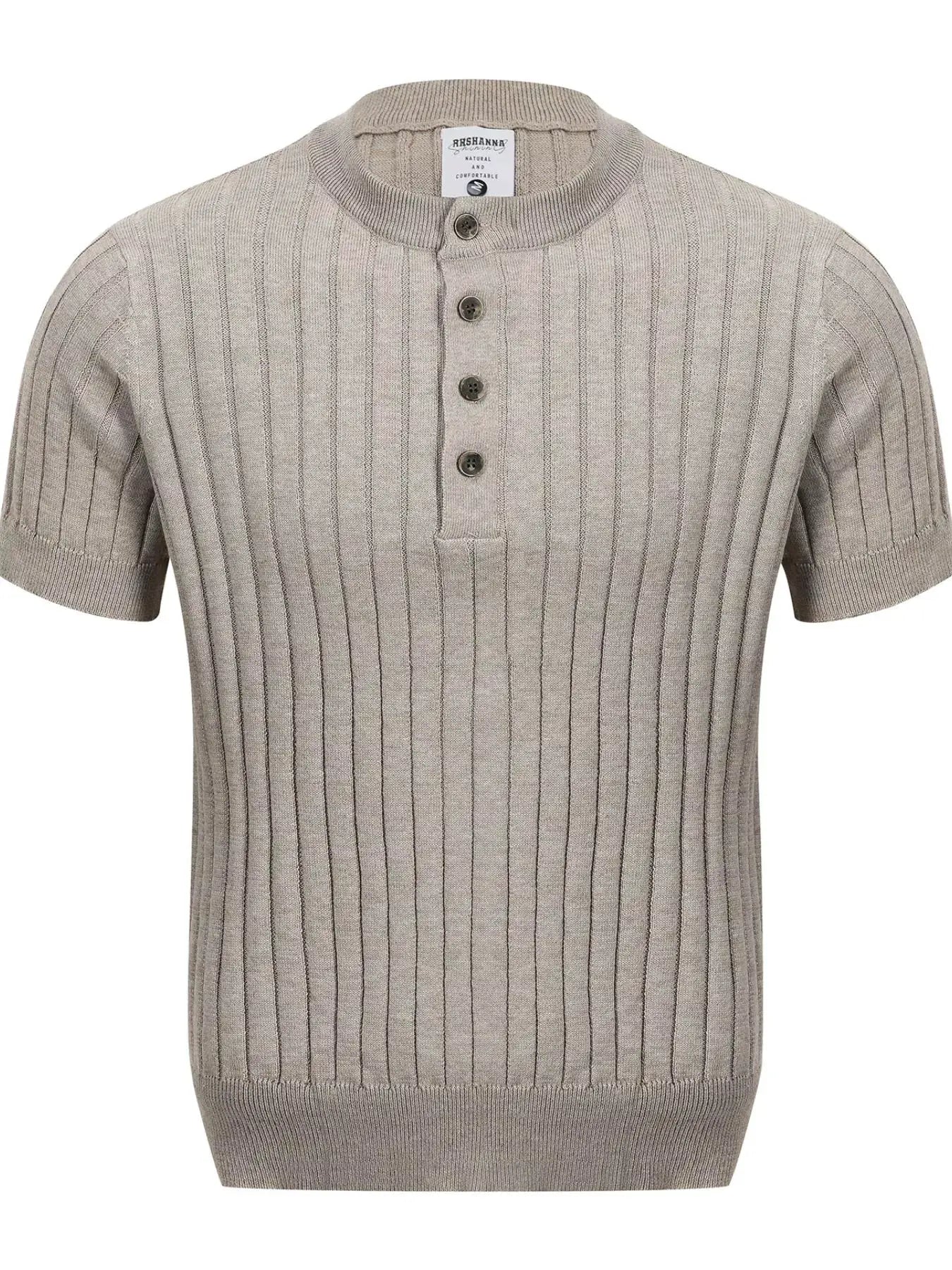 Men's Short Sleeve Ribbed Knit Top by Trendsi