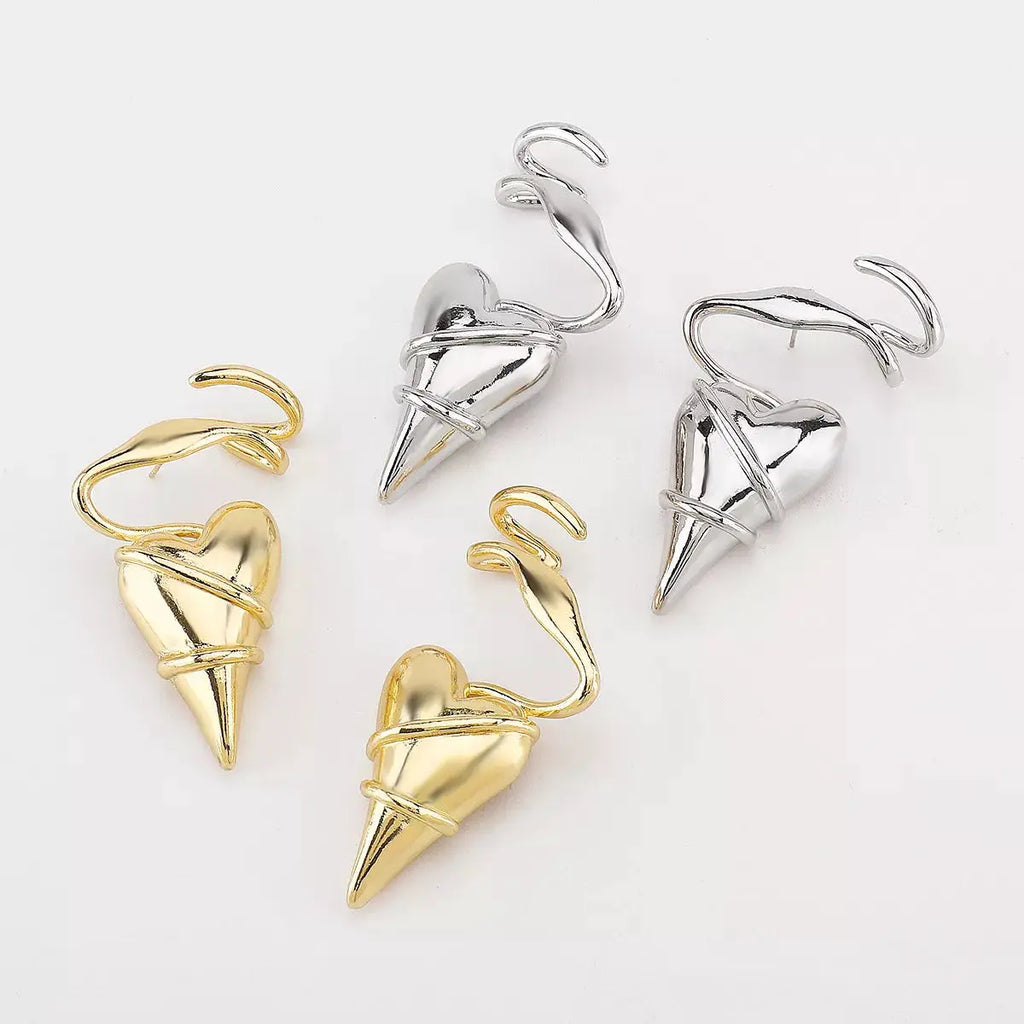 Heart-Shaped Twisted Wire Earrings by Trendsi