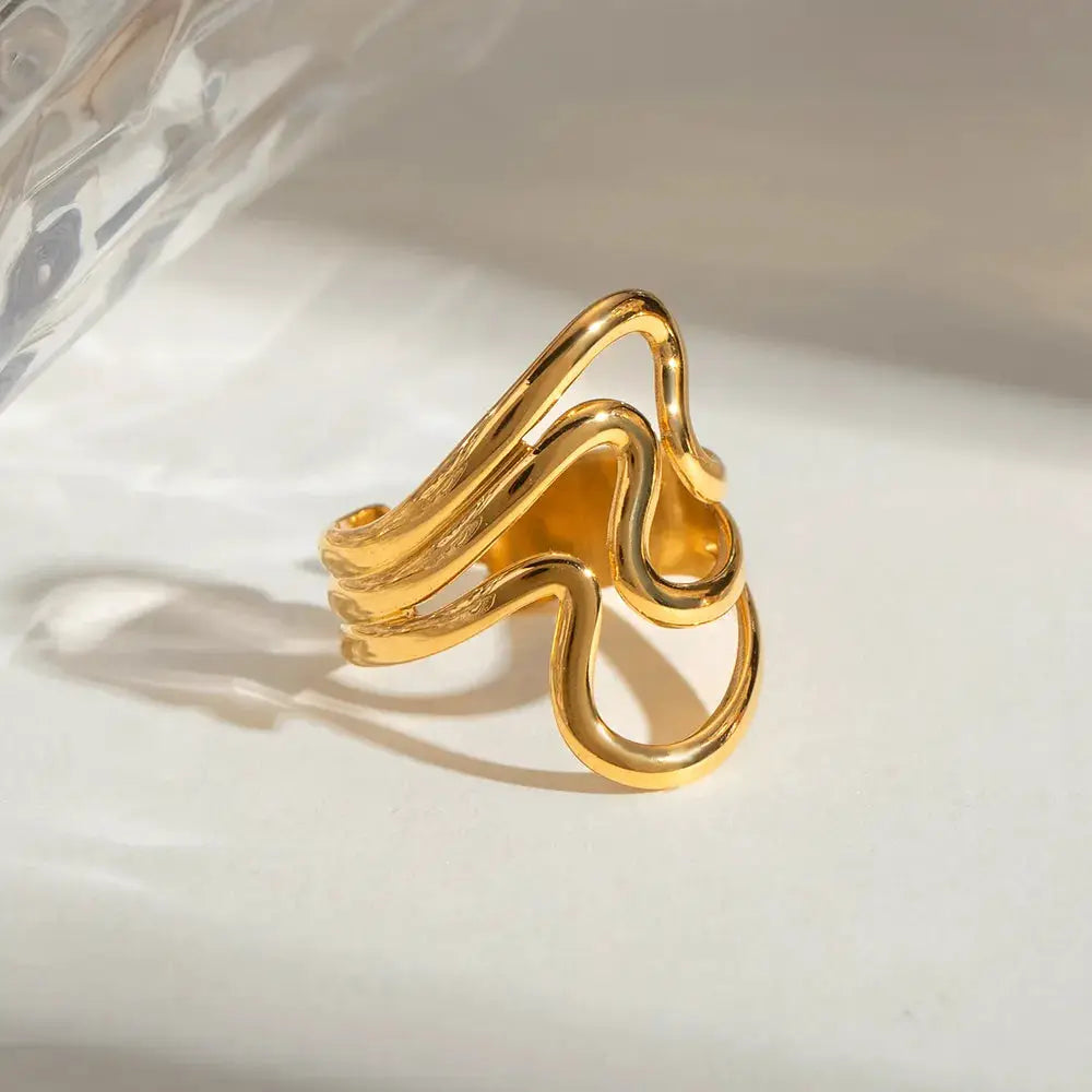 Stainless Steel Corrugated Open Ring by Trendsi