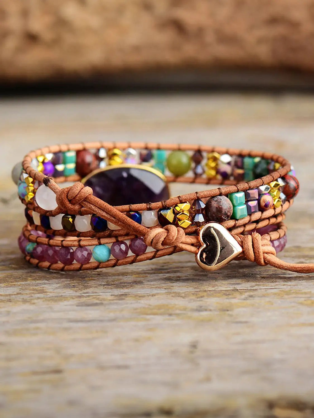 Triple-Layer Amethyst Bracelet by Trendsi