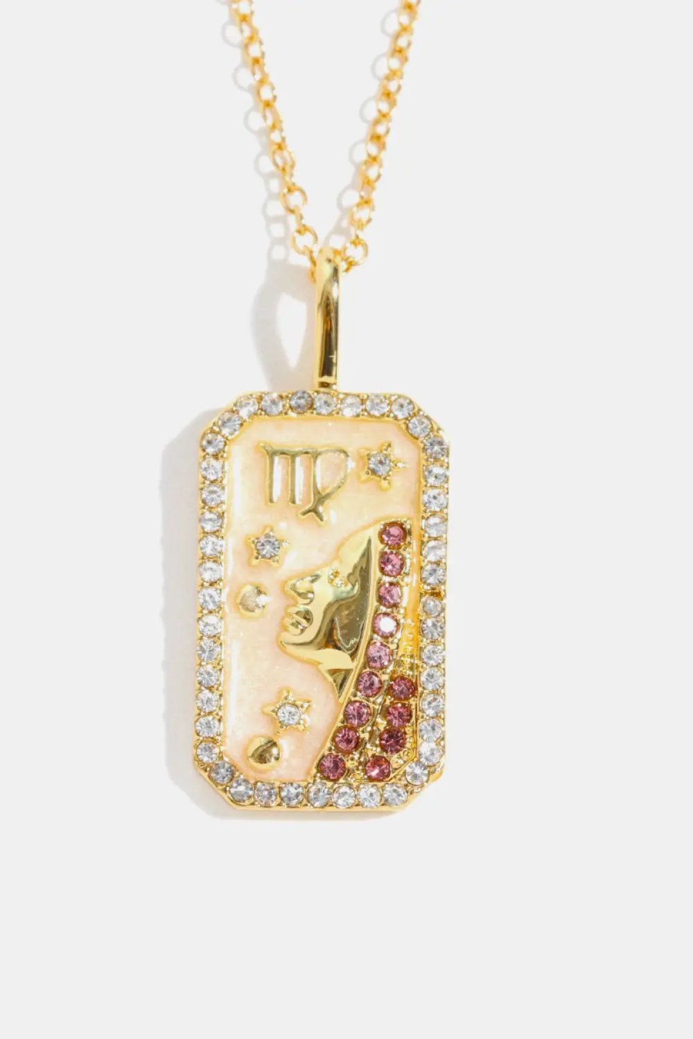 Rhinestone Constellation Pendant Copper Necklace by Trendsi