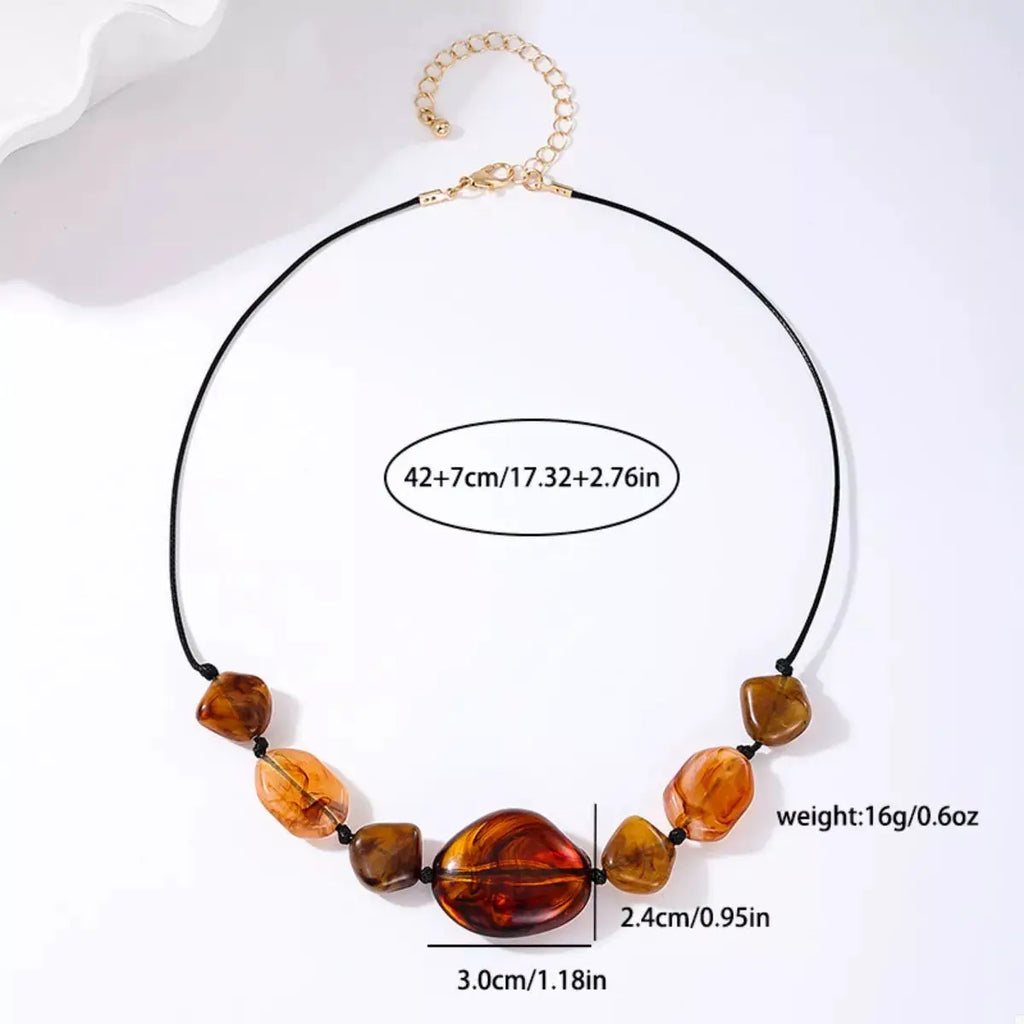 Acrylic Beaded Statement Necklace by Trendsi