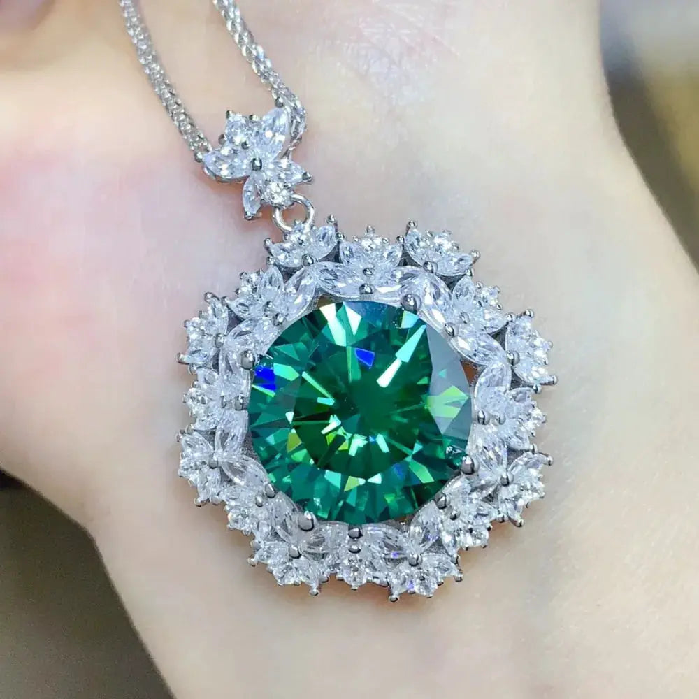 10 Carat Moissanite 925 Sterling Silver Pendant Necklace by Trendsi