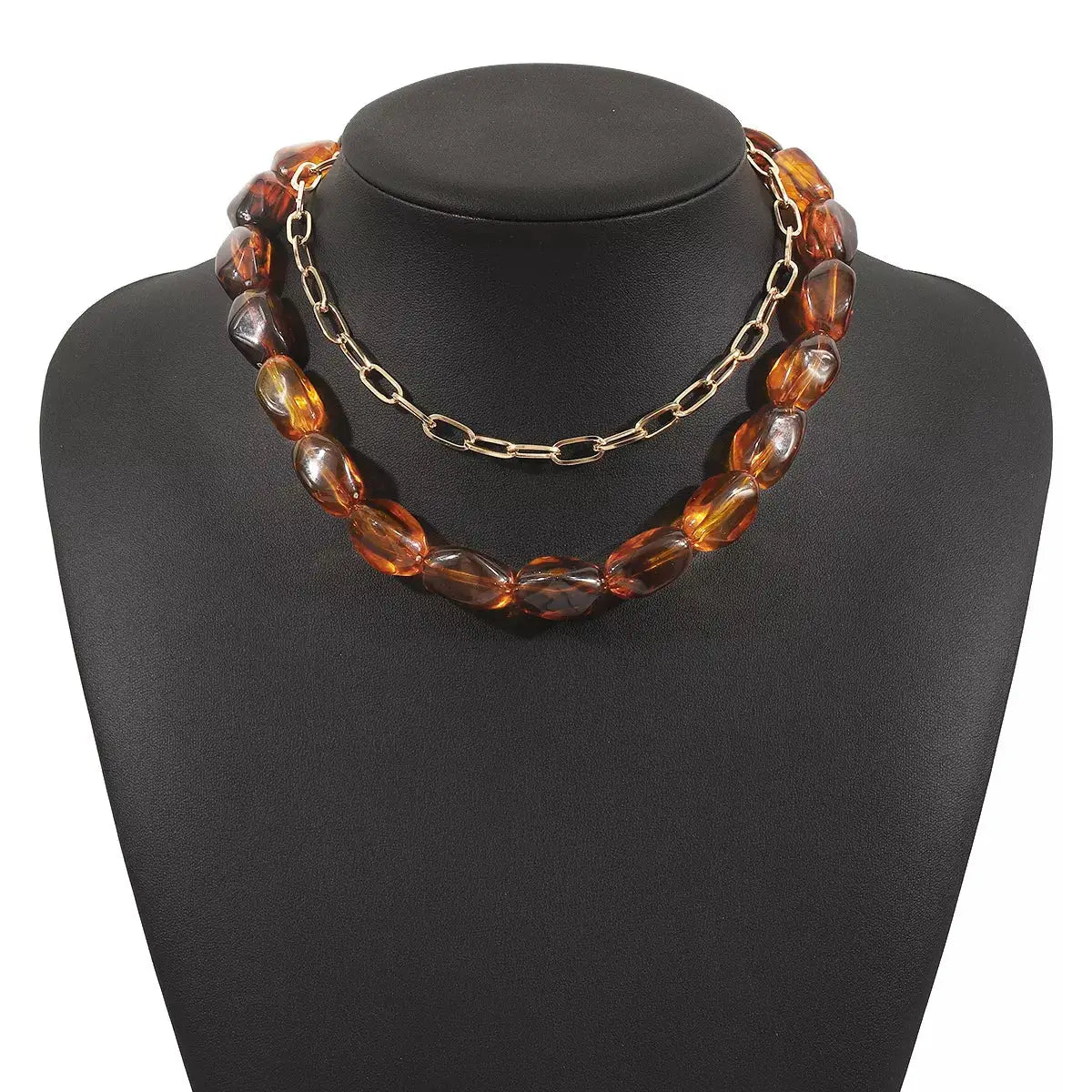 2 Piece Colorful Beaded Chain Necklace by Trendsi
