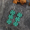 Lucky Clover Wooden Dangle Earrings by Trendsi