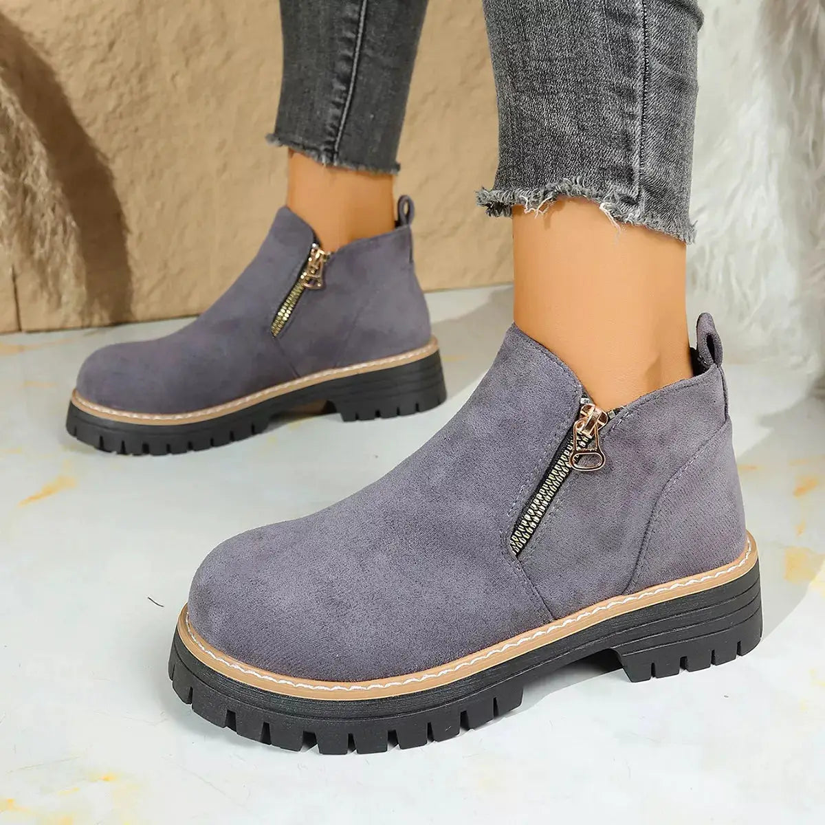 Round Toe Platform Boots by Trendsi