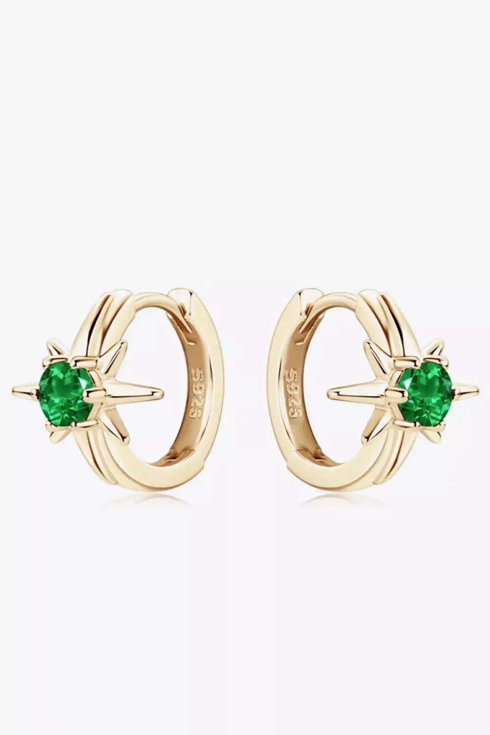 Lab-Grown Emerald Huggie Earrings by Trendsi