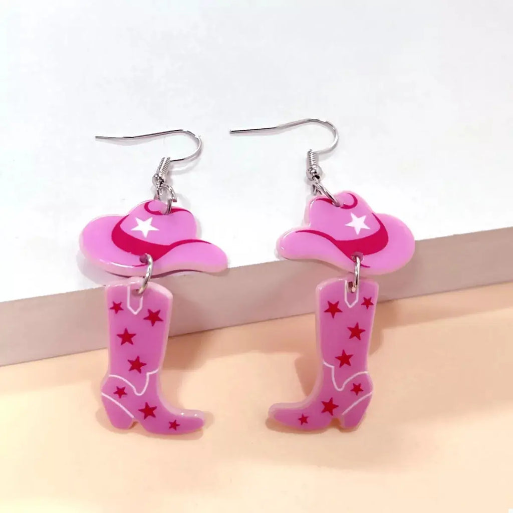 Cowboy Boot and Hat Dangle Earrings by Trendsi