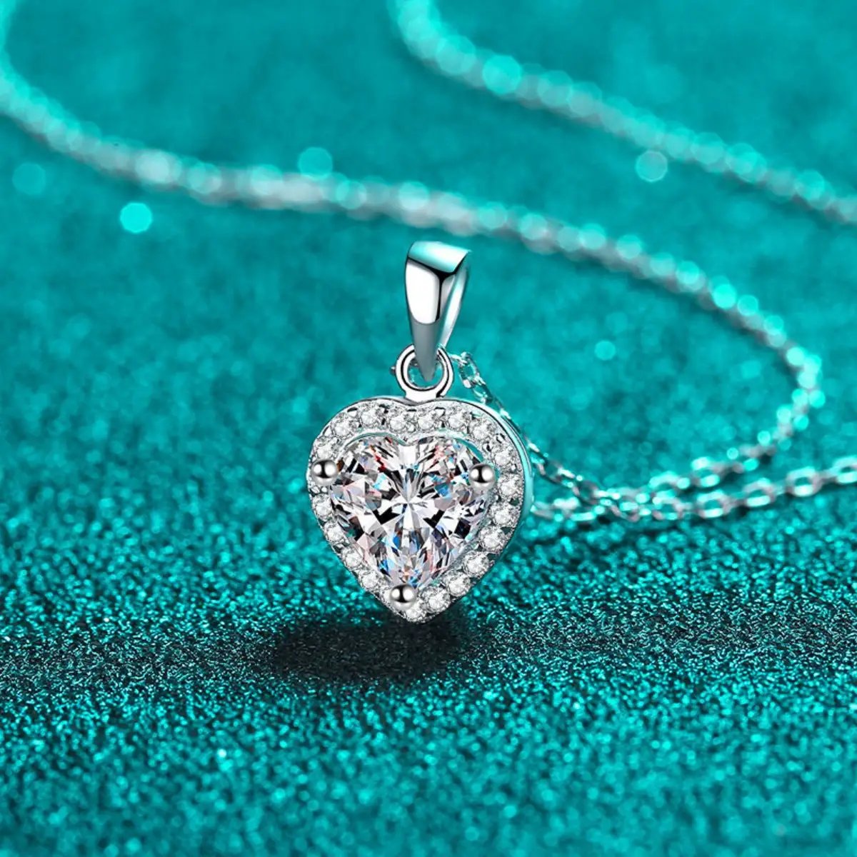 2 Carat Moissanite 925 Sterling Silver Heart Pendant Necklace by Trendsi