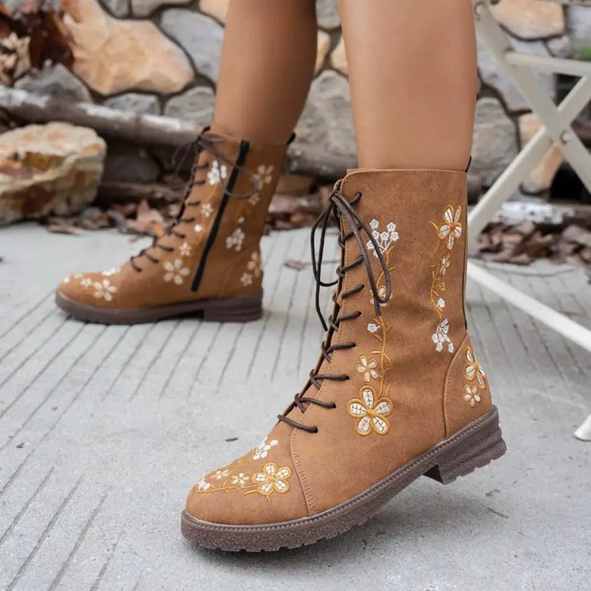 Round Toe Block Heels Boots by Trendsi
