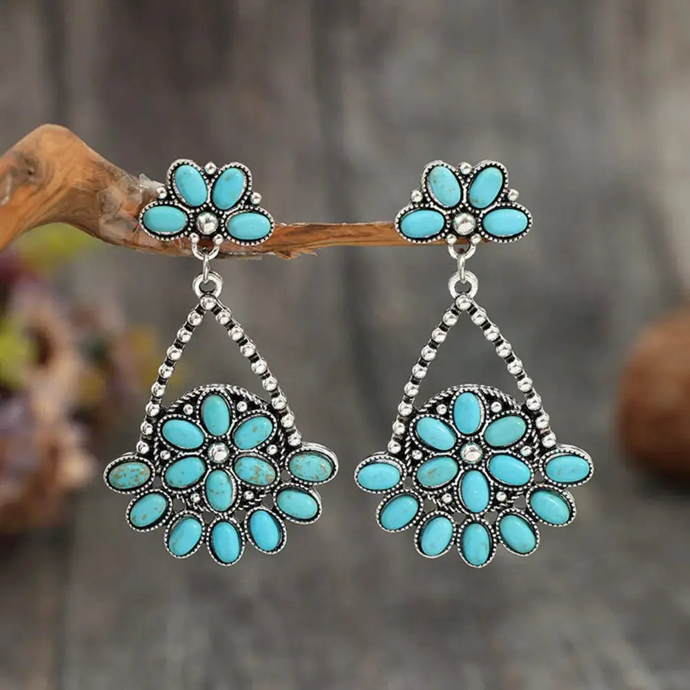 Artificial Turquoise Teardrop Earrings by Trendsi