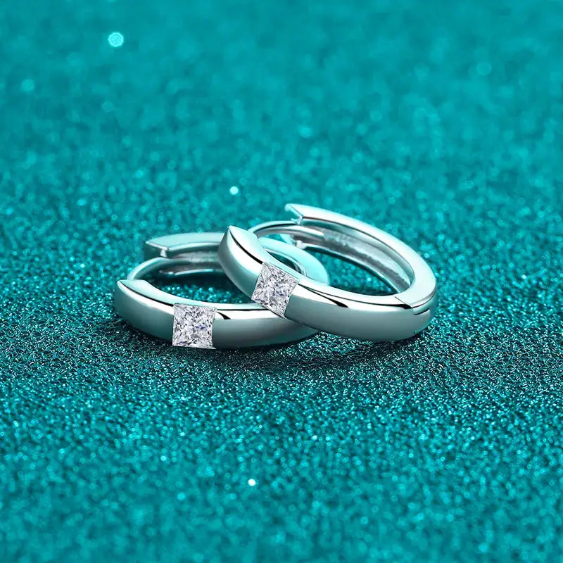 925 Sterling Silver Moissanite Huggie Earrings by Trendsi