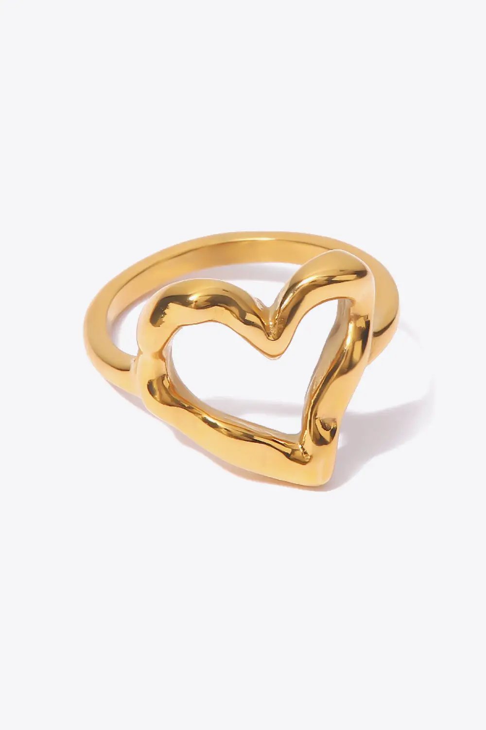 18K Gold Plated Heart-Shaped Ring by Trendsi