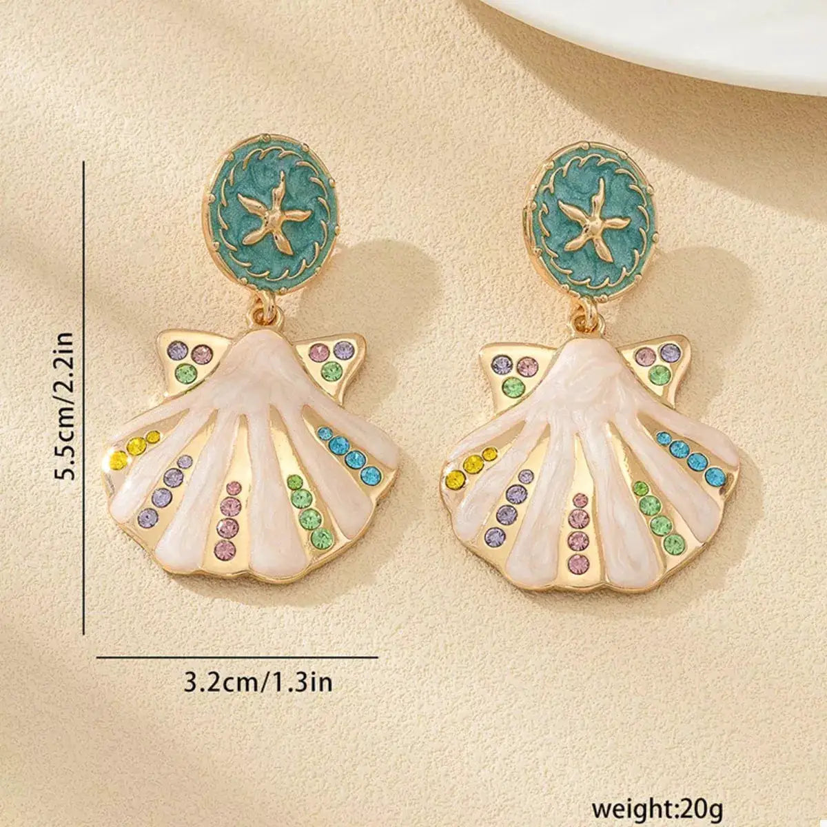 Rhinestone Shell Dangle Earrings by Trendsi