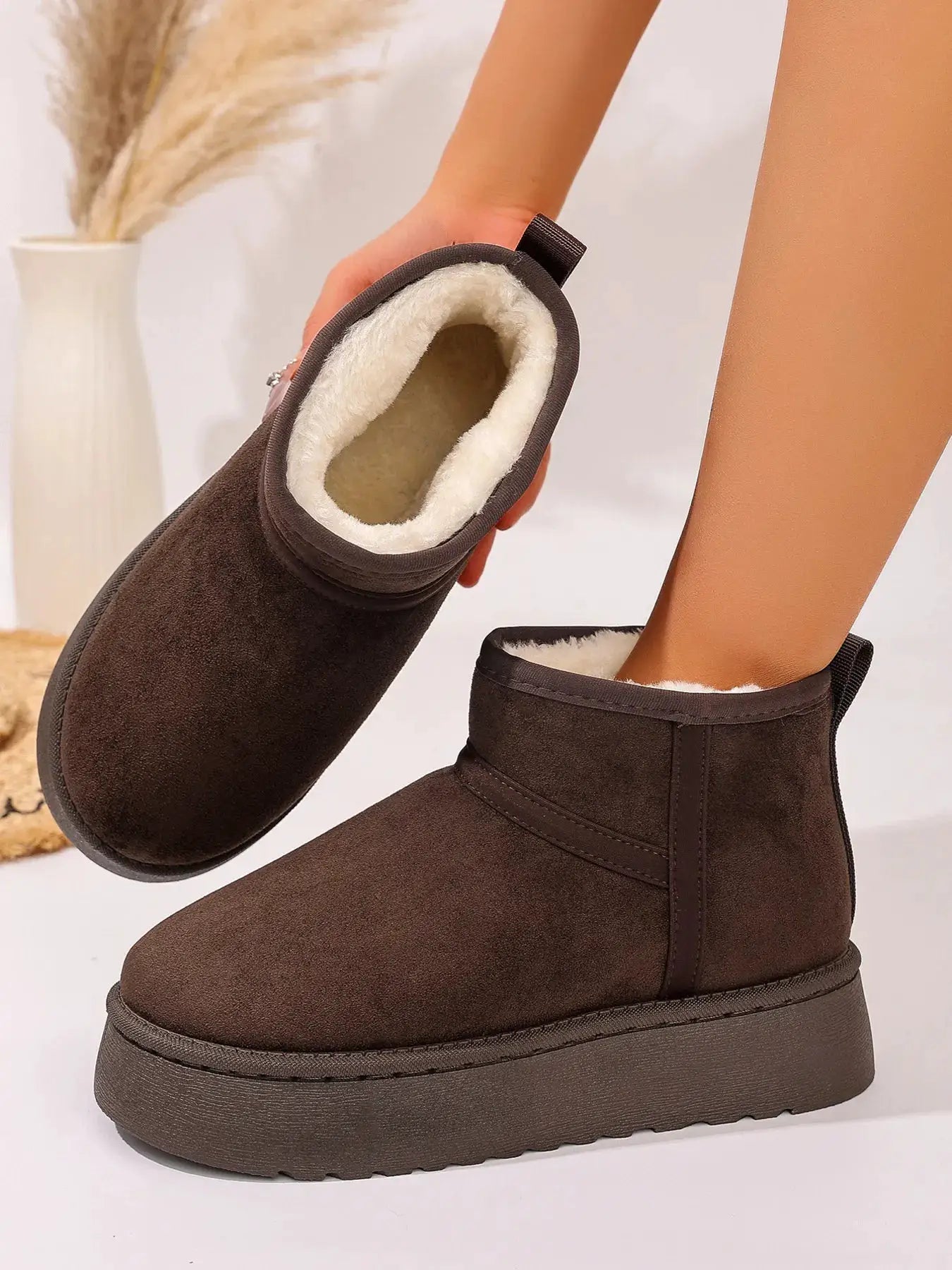 Platform Winter Ankle Boots with Cozy Fleece Lining by Trendsi